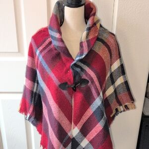 Plaid Toggle Poncho